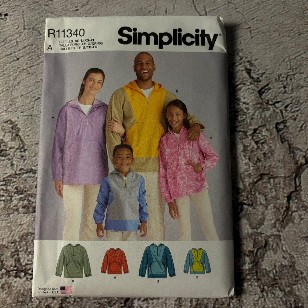 Simplicity Pattern R11340 Unisex Pullover for Men, Women, and Children